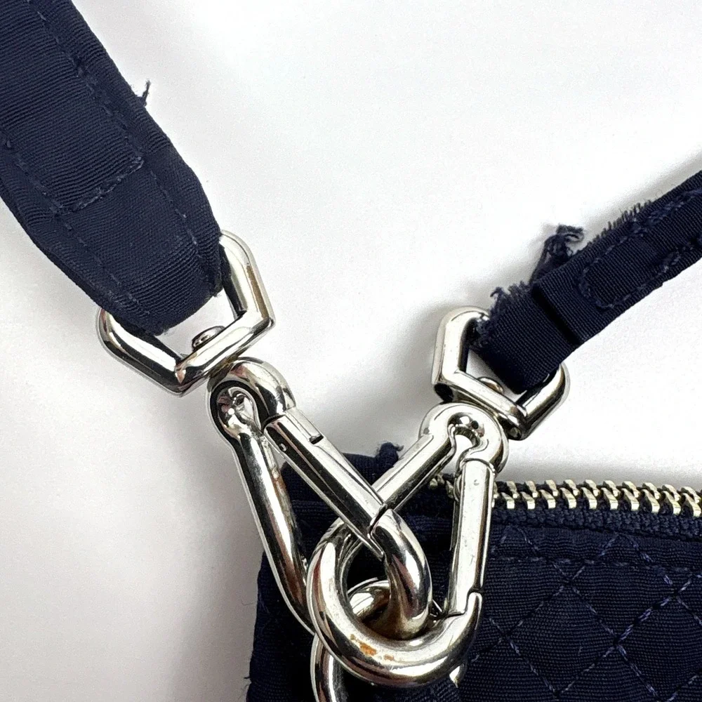 Vera Bradley Little Hipster Microfiber Crossbody Purse Bag Wristlet Quilted Navy